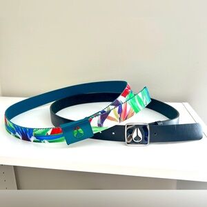 Nixon Belts! 2 for 1! 1 black leather & 1 fun design terry!